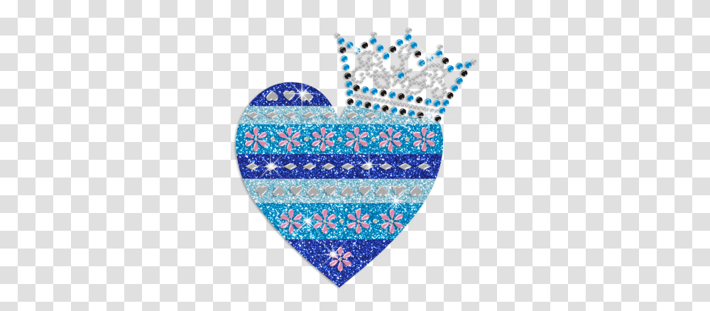 Blue Heart With Crown Iron Decorative, Rug, Lace, Birthday Cake, Dessert Transparent Png