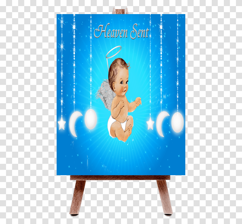 Blue Heaven Sent Boy Baby Shower Poster Banner, Advertisement, Person Transparent Png