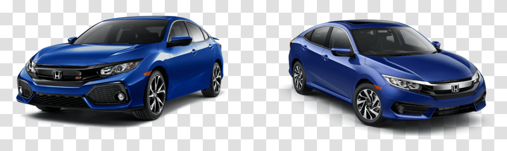 Blue Honda Civic Si And Blue Honda Civic Ex Side By Honda Civic, Tire, Wheel, Machine, Spoke Transparent Png