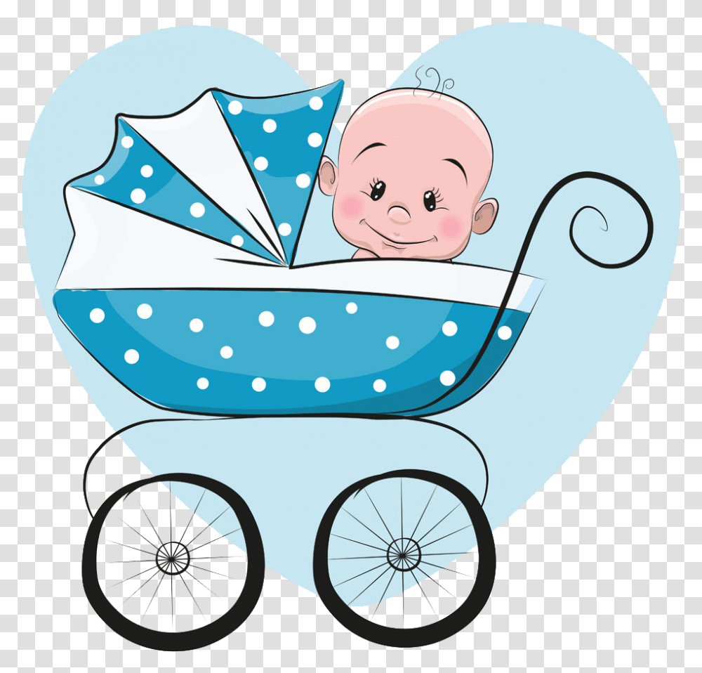 Blue Infant Sitting Illustration Stroller Baby Cartoon Baby Stroller Clipart, Face, Furniture, Smile Transparent Png