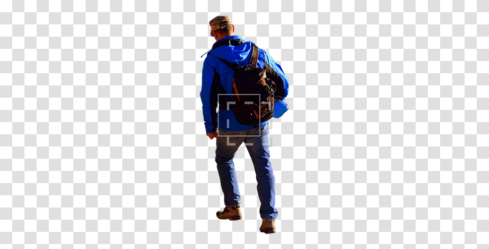 Blue Jacket Hiker, Person, Costume, Backpack Transparent Png