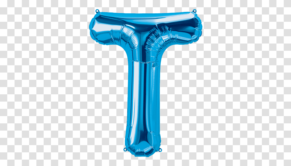 Blue Letter T 34 Blue Foil Balloon Letters, Cane, Stick, Hammer, Tool Transparent Png