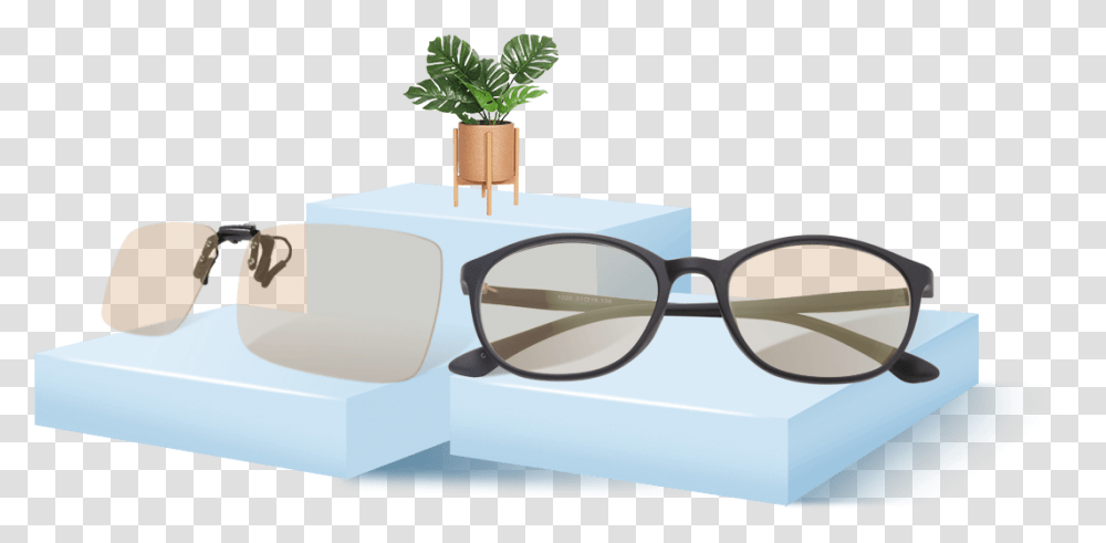 Blue Light Blocking Glasses And Clip On Eyeglasses Coffee Table, Accessories, Potted Plant, Vase, Jar Transparent Png