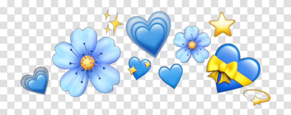 Blue Lightblue Light Celeste Crown Heart Flower Heart Emoji Crown, Plant, Blossom Transparent Png