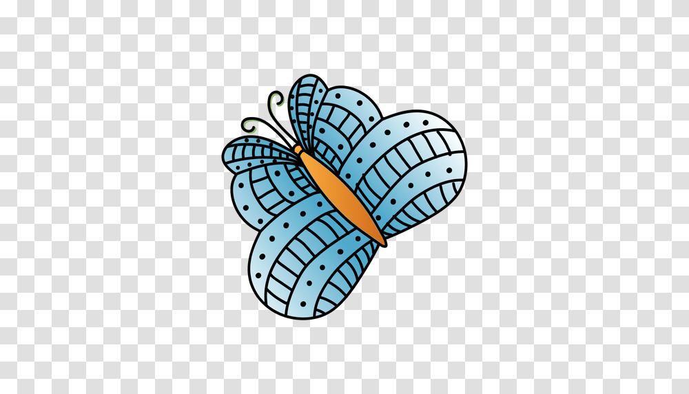 Blue Lines Dot Butterfly, Doodle, Drawing Transparent Png