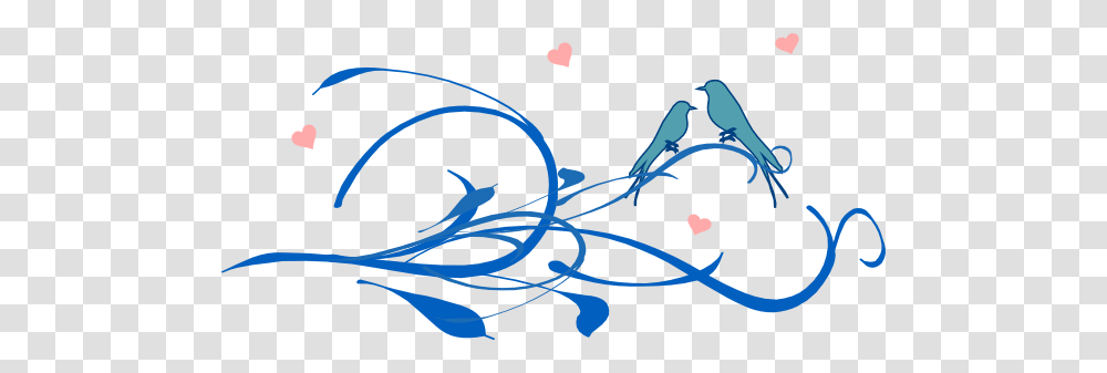 Blue Love Birds On A Branch Clip Art, Floral Design, Pattern Transparent Png
