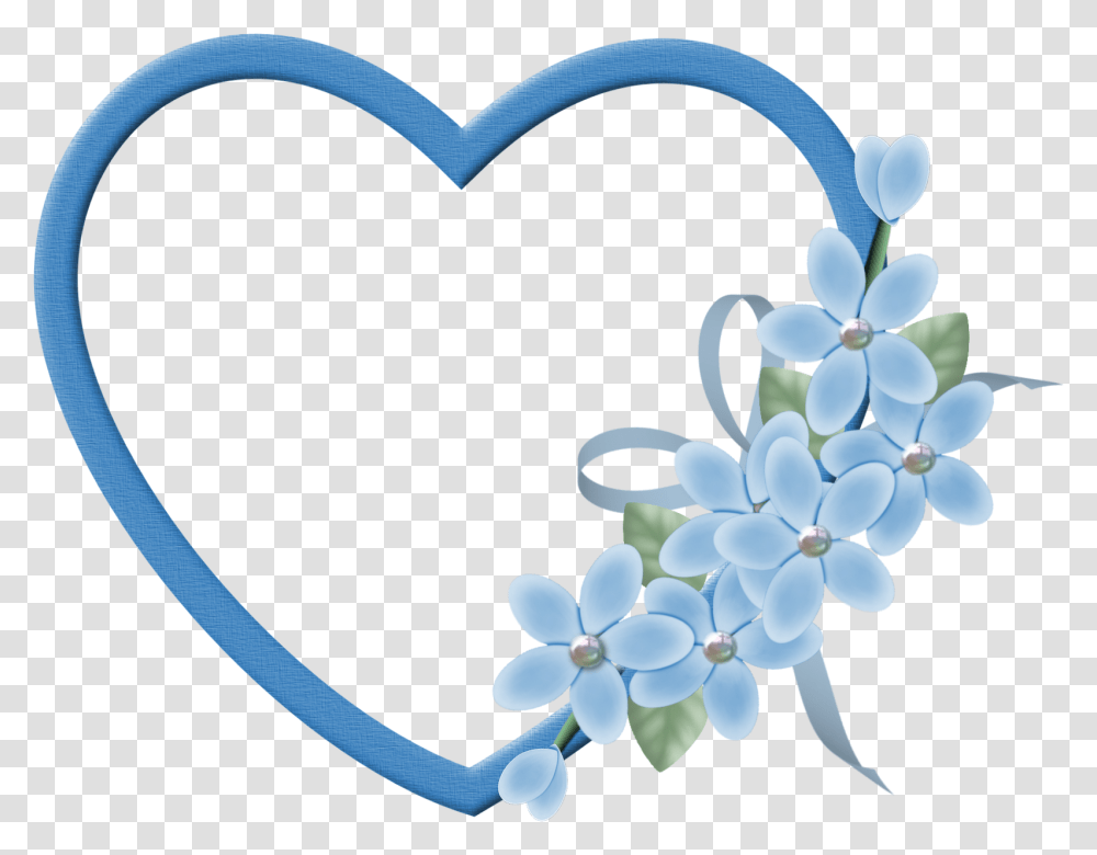 Blue Love Frame Blue Heart Frame, Graphics, Floral Design, Pattern, Rug Transparent Png