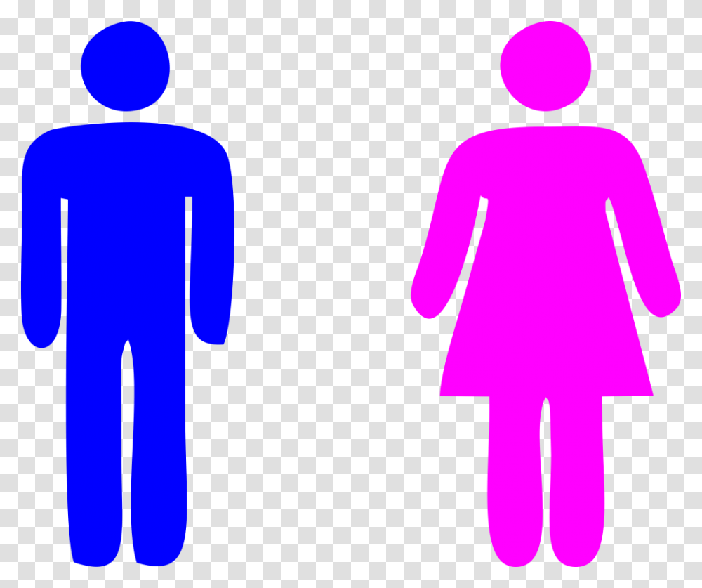 Blue Man Pink Woman Icon Photo Toilets This Way Sign, Hand, Silhouette, Sleeve Transparent Png