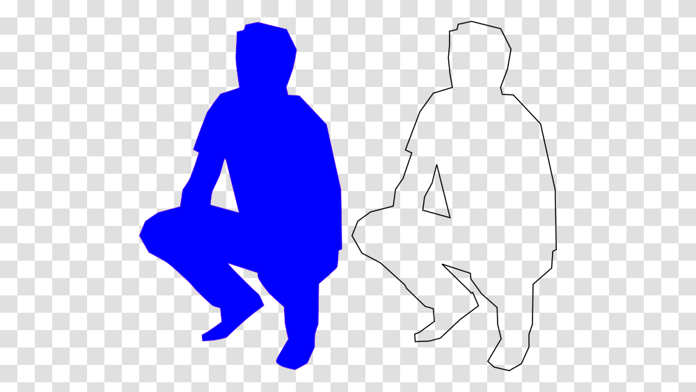 Blue Man Silohouette Squatting Clip Art For Web, Person, Human, Kneeling, Silhouette Transparent Png