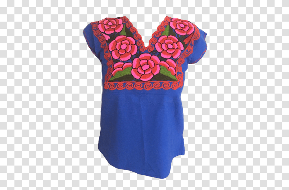 Blue Mexican Blouse With Flowers Casa Fiesta Designs, Apparel, Shirt, Applique Transparent Png