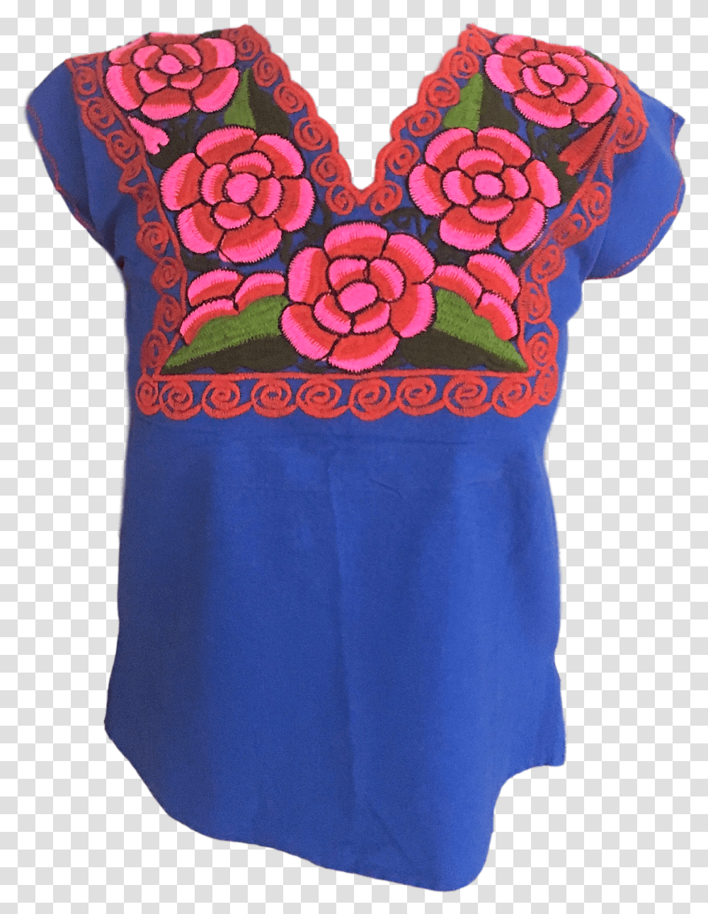 Blue Mexican Blouse With Flowers Mexican Blouses, Clothing, Apparel, Shirt, T-Shirt Transparent Png