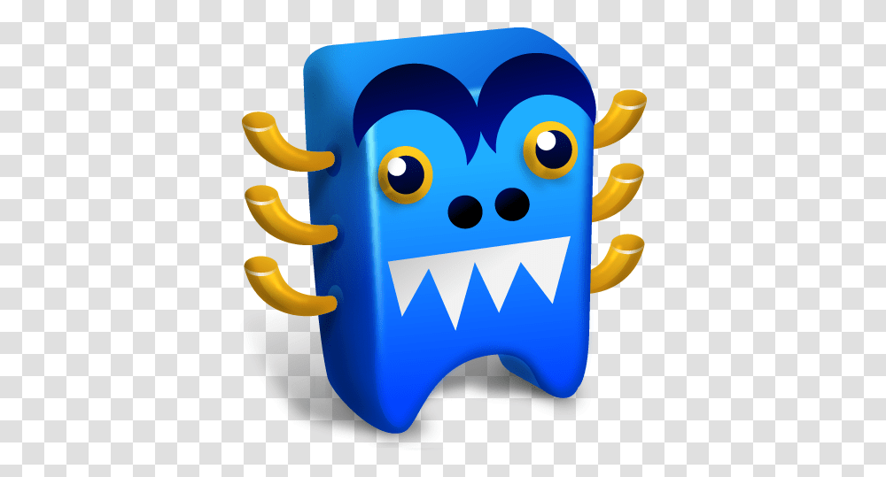 Blue Monster With Big Teeth Icon Creature, Toy, Sea Life, Animal, Pac Man Transparent Png