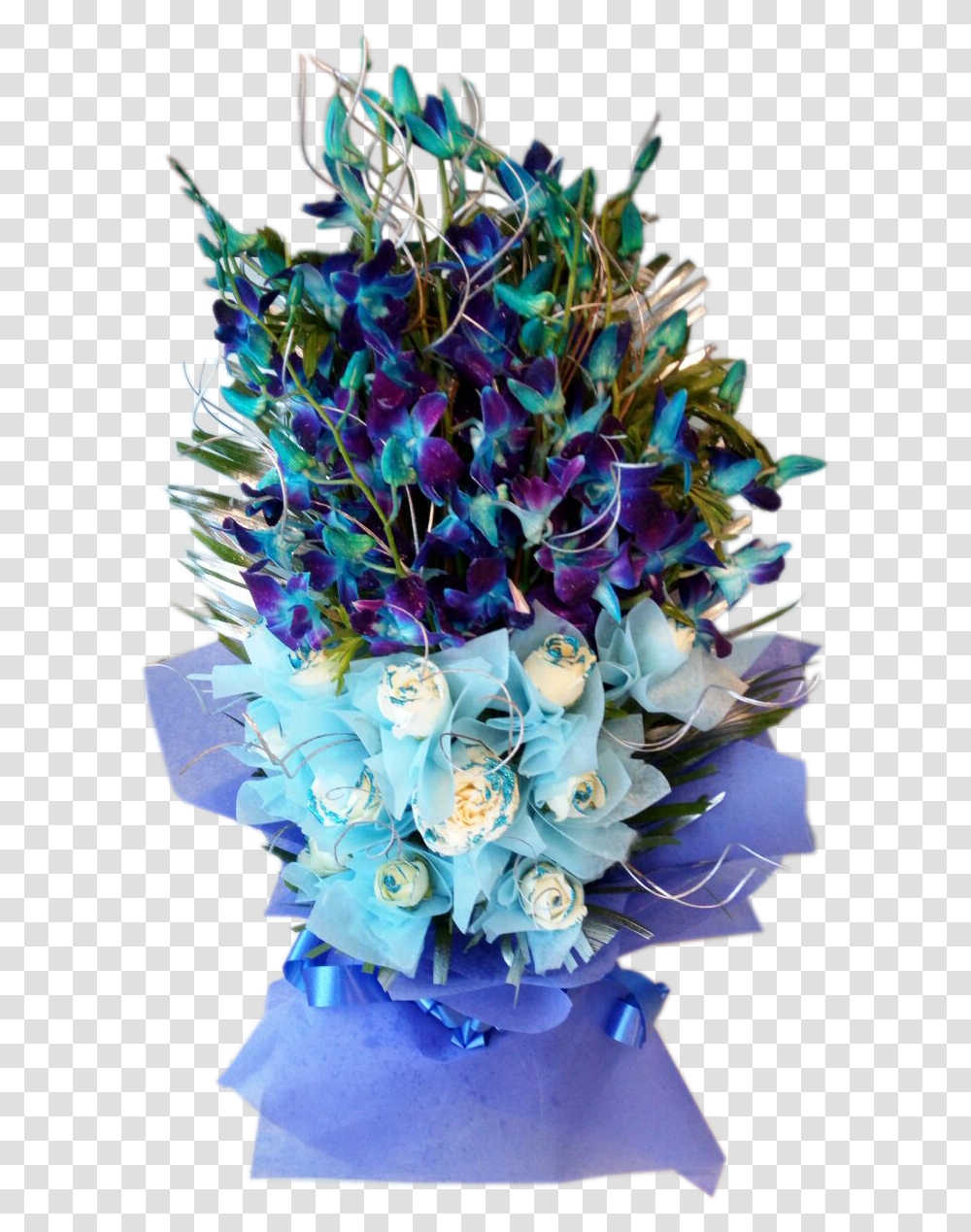 Blue Orchids And White Rose Bouquet Bouquet Of Blue Roses, Plant, Floral Design Transparent Png