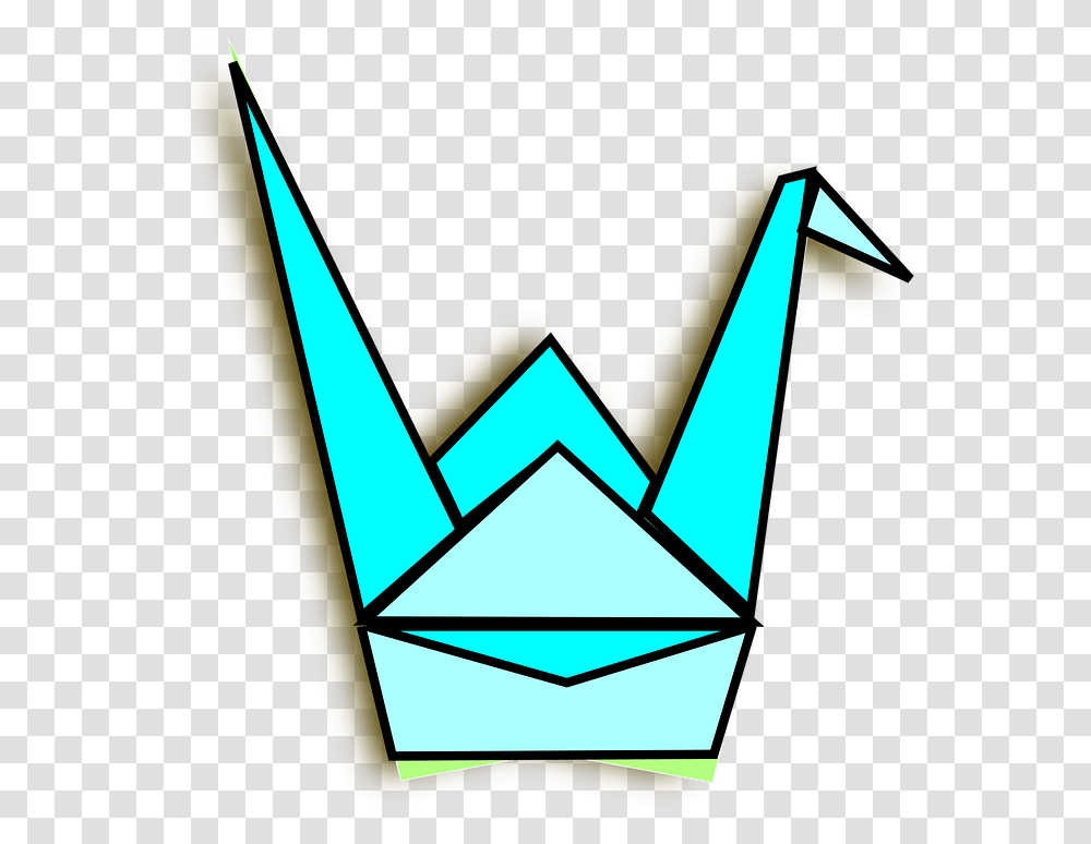 Blue Origami Crane Svg Clip Arts Origami Crane Side View, Triangle, Bottle, Logo Transparent Png