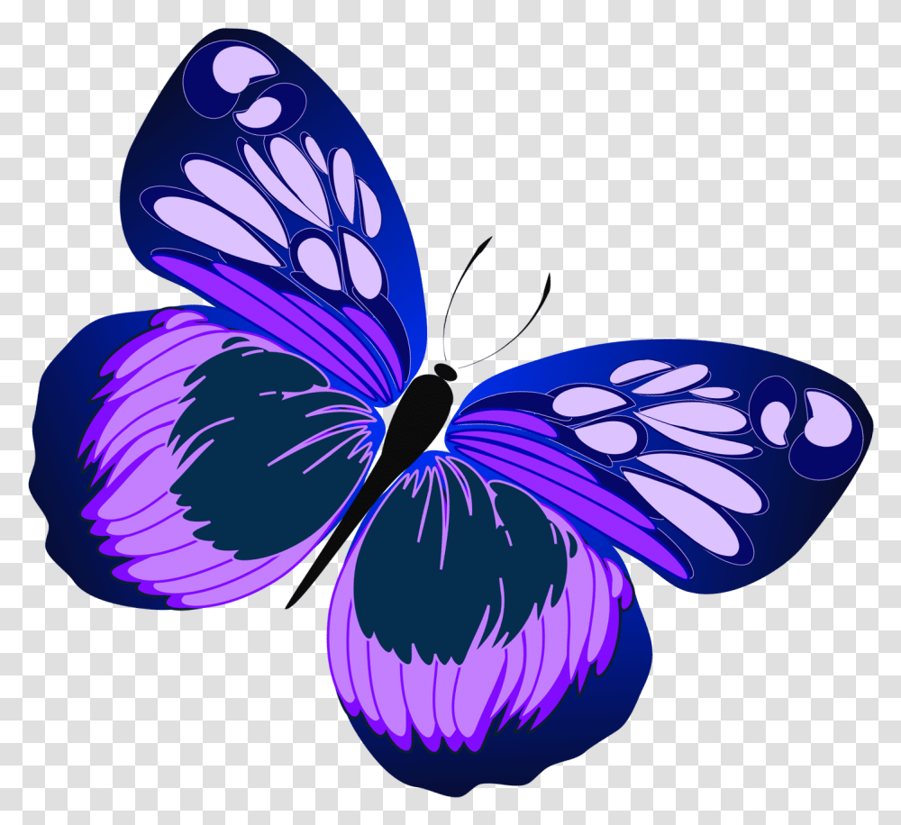 Blue Pink Purple Butterflies, Plant, Flower, Blossom Transparent Png