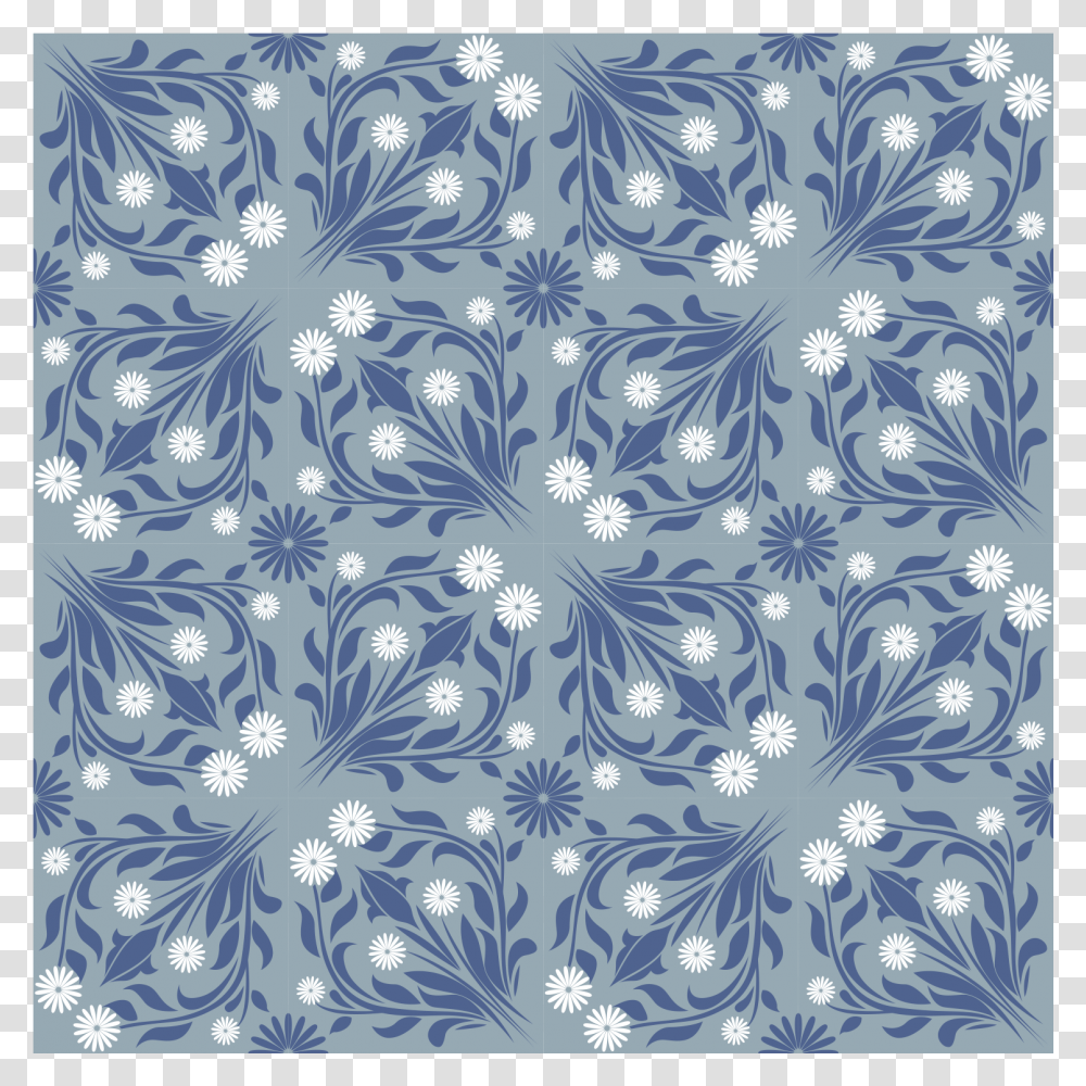 Blue Plant Pattern Shading Square Continuous And Motif, Rug, Floral Design Transparent Png