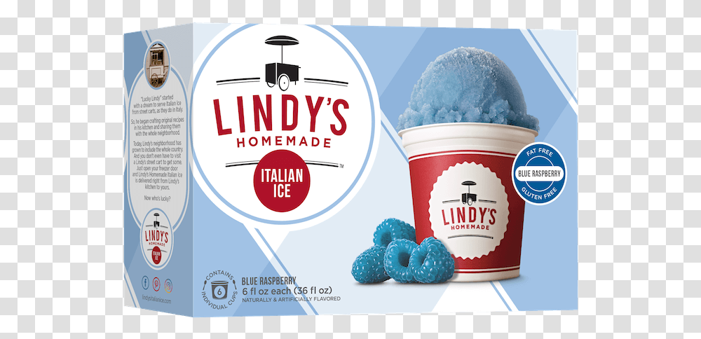 Blue Raspberry Lindy's Italian Ice, Dessert, Food, Cream, Creme Transparent Png