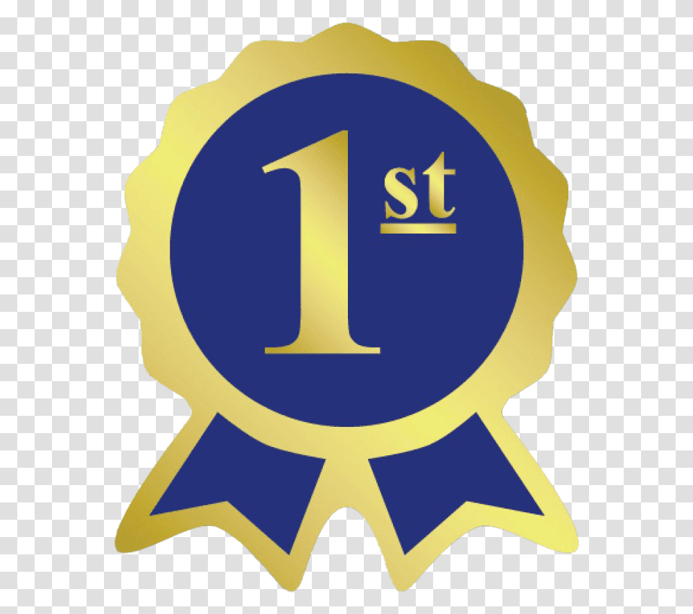 Blue Ribbon First Place Clipart First Place Ribbon, Number, Symbol, Text, Logo Transparent Png