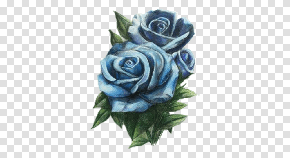 Blue Rose Aesthetic Kawaii Goth Sticker Green Blue Rose, Flower, Plant, Blossom, Petal Transparent Png