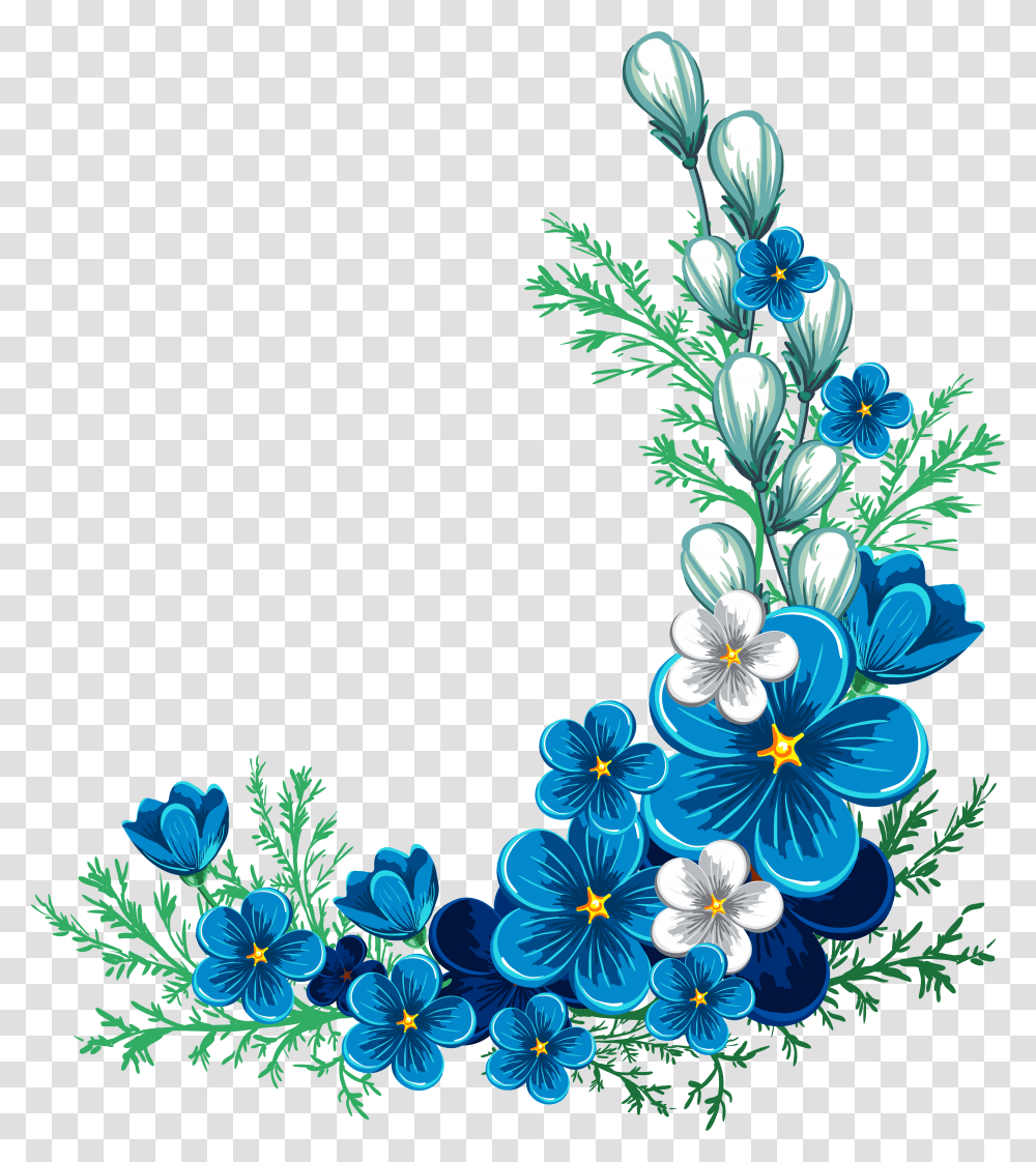 Blue Rose Border Clipart Flower Blue Flower Blue Flower Border, Plant, Graphics, Floral Design, Pattern Transparent Png