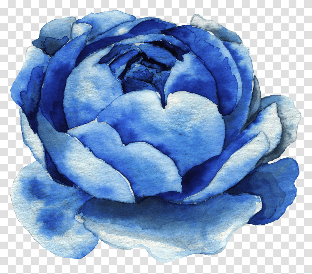 Blue Rose Clipart Watercolor Free Watercolor Flower Clipart Blue, Plant, Petal, Food, Vegetable Transparent Png