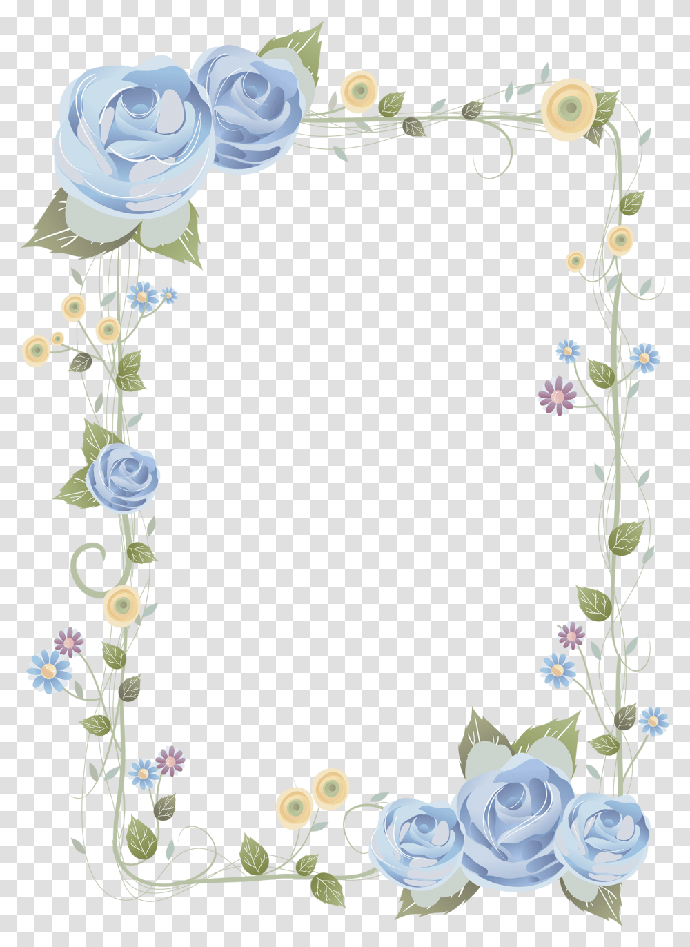 Blue Rose Frame Background Frame Flower Hd Frame Border Flower Backgrounds, Floral Design, Pattern, Graphics, Art Transparent Png