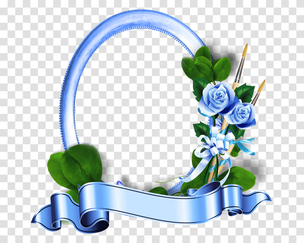 Blue Roses Frames Oval Photo Frame Clipart Full Size Oval Flower Frame, Graphics, Sink Faucet, Floral Design, Pattern Transparent Png