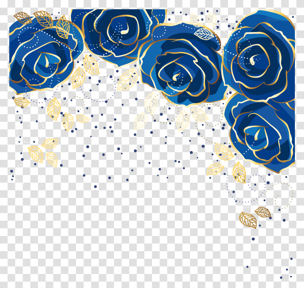 Blue Roses Royal Blue Flower Background, Pattern, Ornament, Fractal Transparent Png