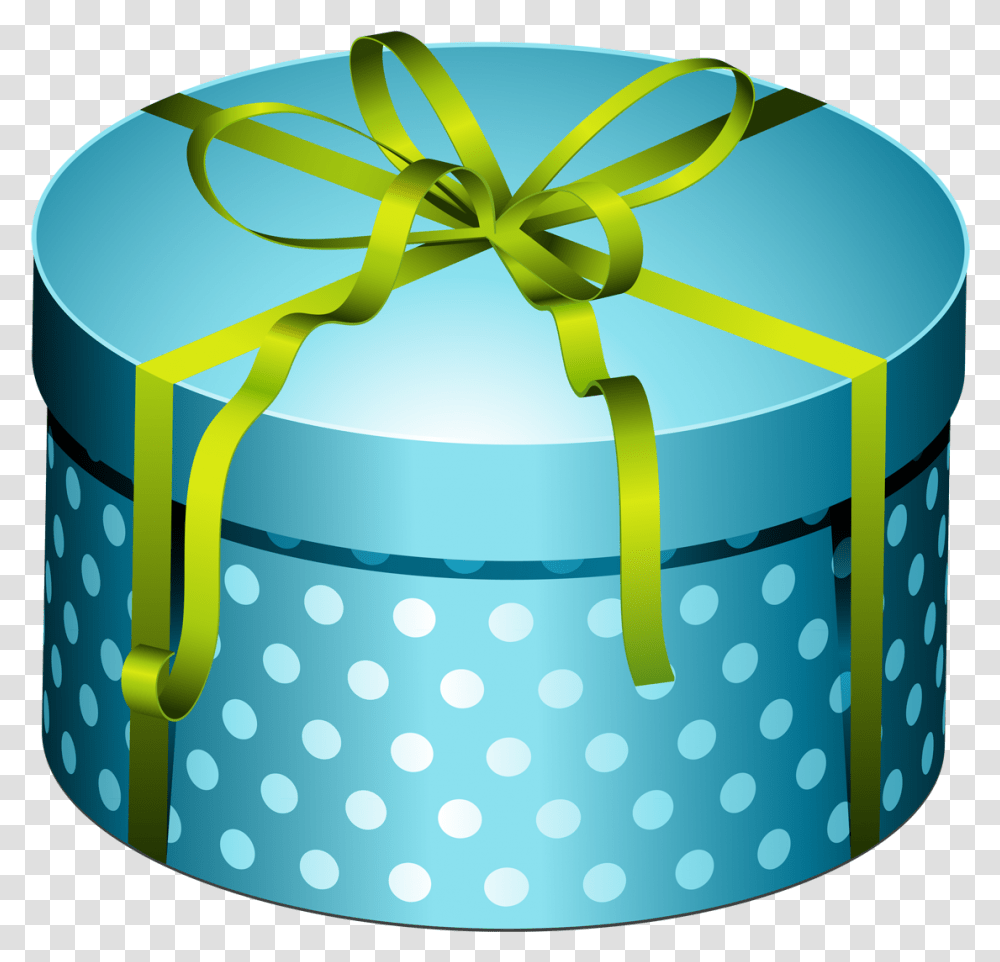 Blue Round Present With Bow Image Clipart Round Gift Clipart, Birthday Cake, Dessert, Food, Texture Transparent Png