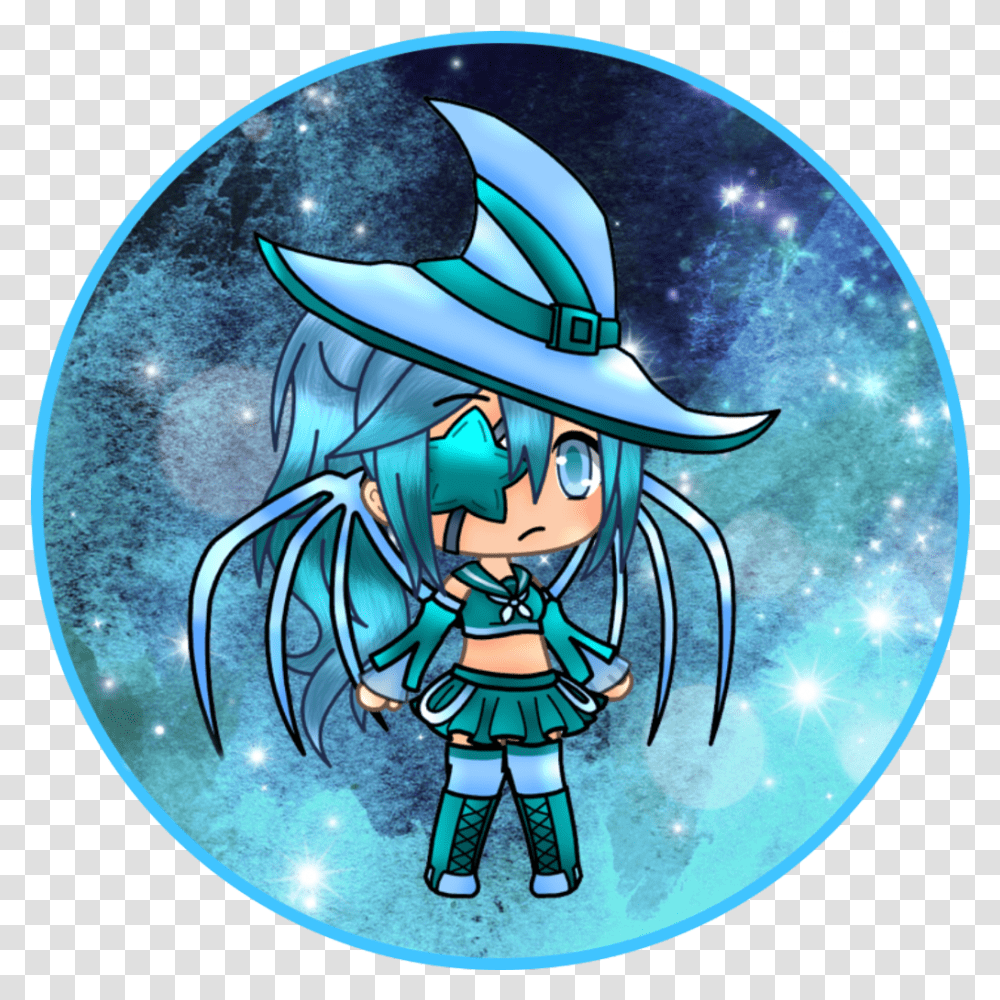 Blue Sea Gacha Gachalife Lunime Anime Chibi Witch Hat Illustration, Clothing, Helmet, Person, Art Transparent Png