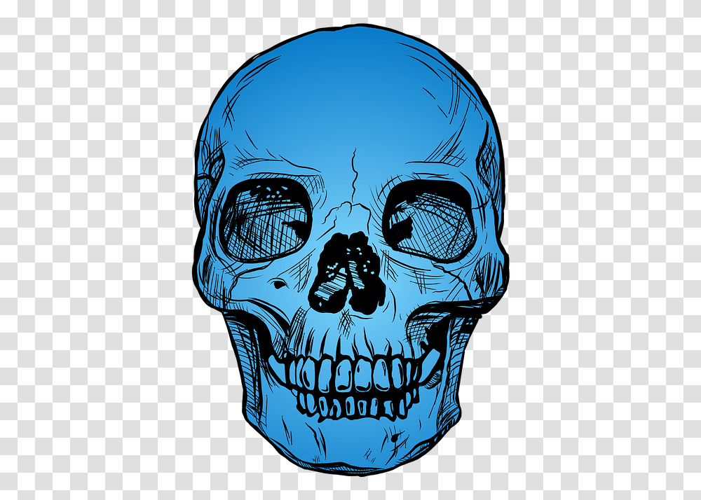 Blue Skull, Drawing, Stencil, Face Transparent Png