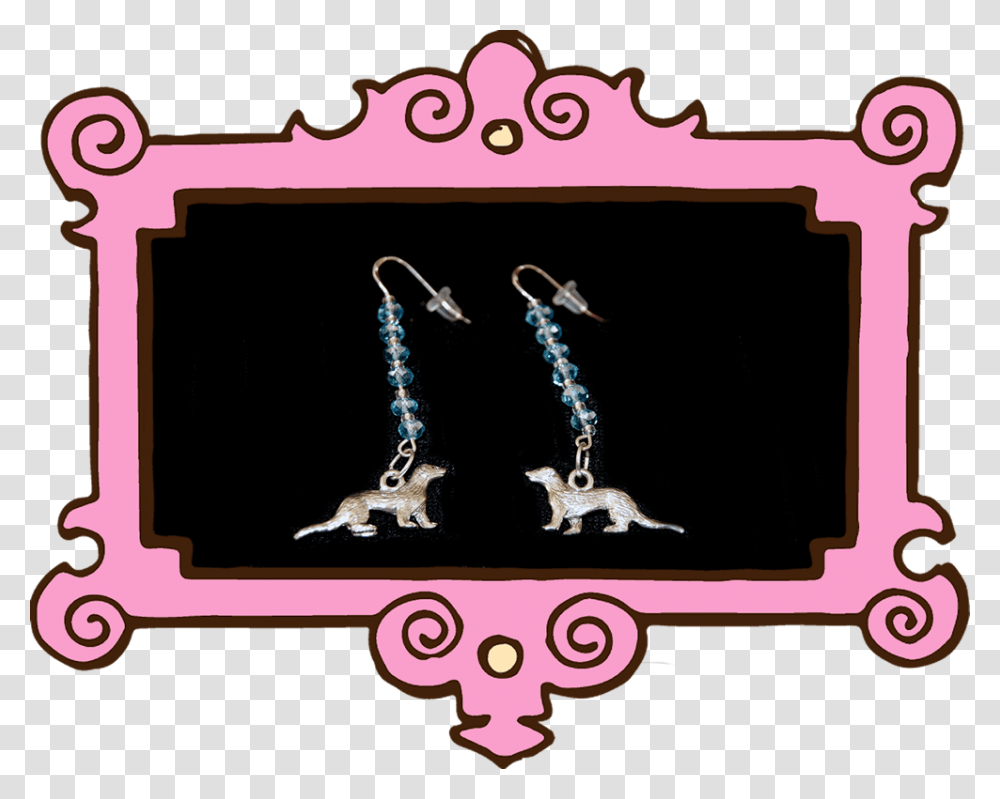 Blue Sparkle Ferret Earrings Frame Black And White Clipart, Mammal, Animal, Cat Transparent Png