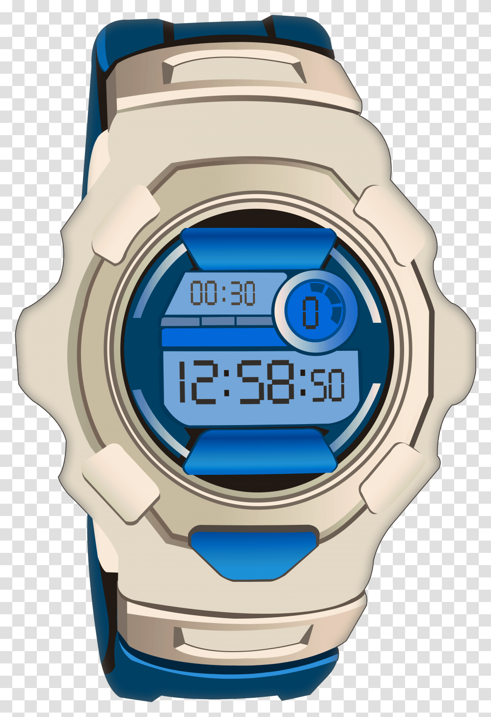 Blue Sport Digital Watch Clip Art Digital Watch Clipart, Helmet, Apparel, Wristwatch Transparent Png