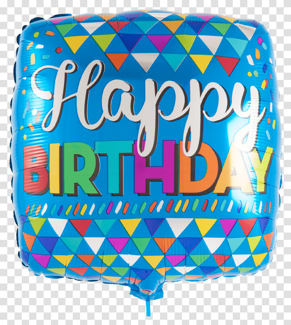 Blue Square Happy Birthday Square Happy Birthday Balloon, Food, Alphabet, Word Transparent Png