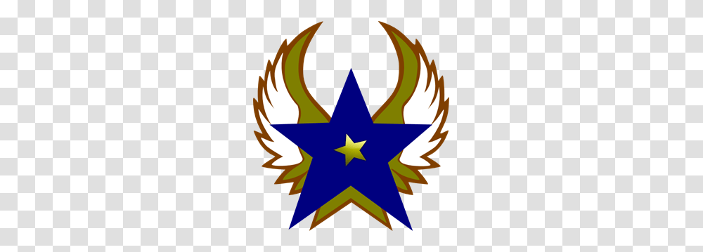Blue Star With Gold Star And Wings Clip Art For Web, Poster, Advertisement, Star Symbol Transparent Png