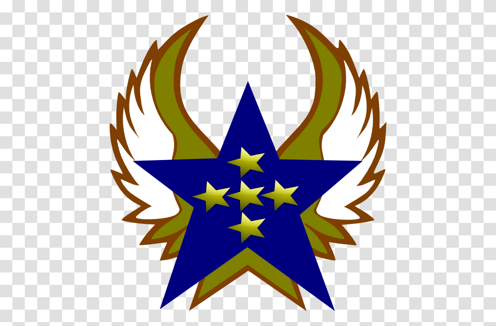 Blue Star With Gold Star And Wings Clip Art For Web, Star Symbol, Emblem Transparent Png