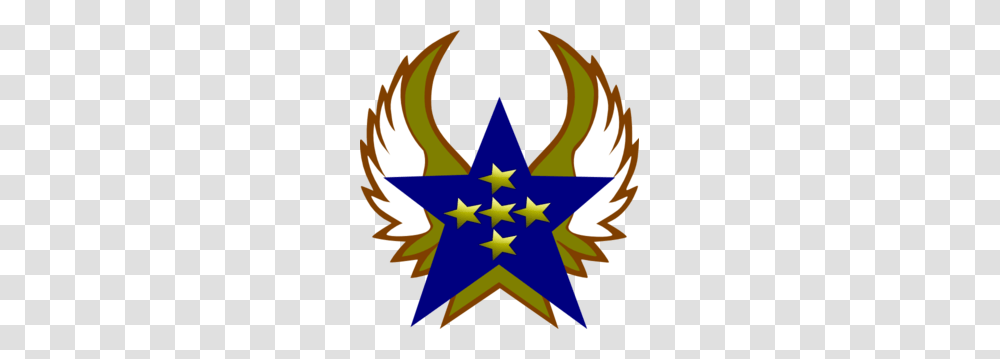 Blue Star With Gold Star And Wings Clip Art, Star Symbol, Poster, Advertisement Transparent Png