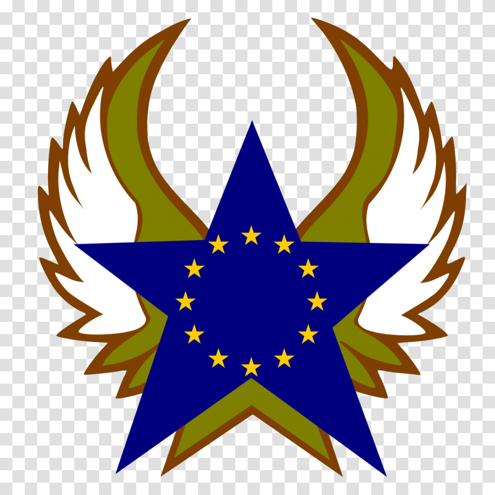 Blue Star With Gold Stars Svg Clip Star With Wings Logo, Symbol, Star Symbol, Poster, Advertisement Transparent Png