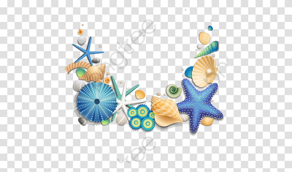 Blue Starfish And Shells Starfish And Shells, Sea Life, Animal, Invertebrate, Seashell Transparent Png