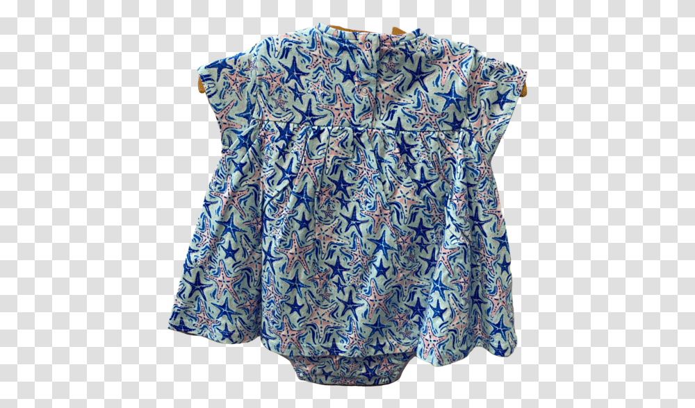 Blue Starfish Onesie Dress Short Sleeve, Clothing, Apparel, Blouse, Pattern Transparent Png