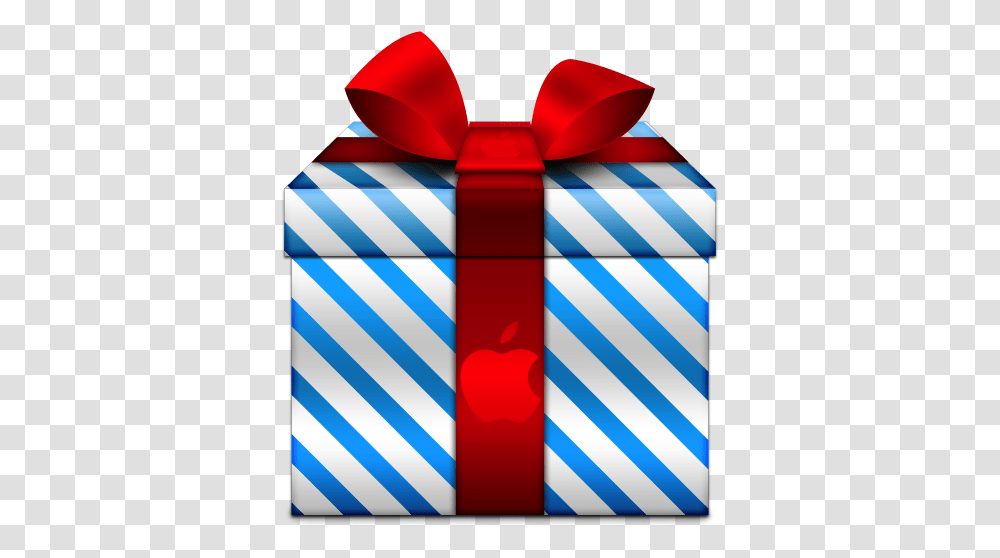 Blue Stripe Christmas Gift With Apple Icon Clipart Caja De Regalo Navidad, Rug,  Transparent Png
