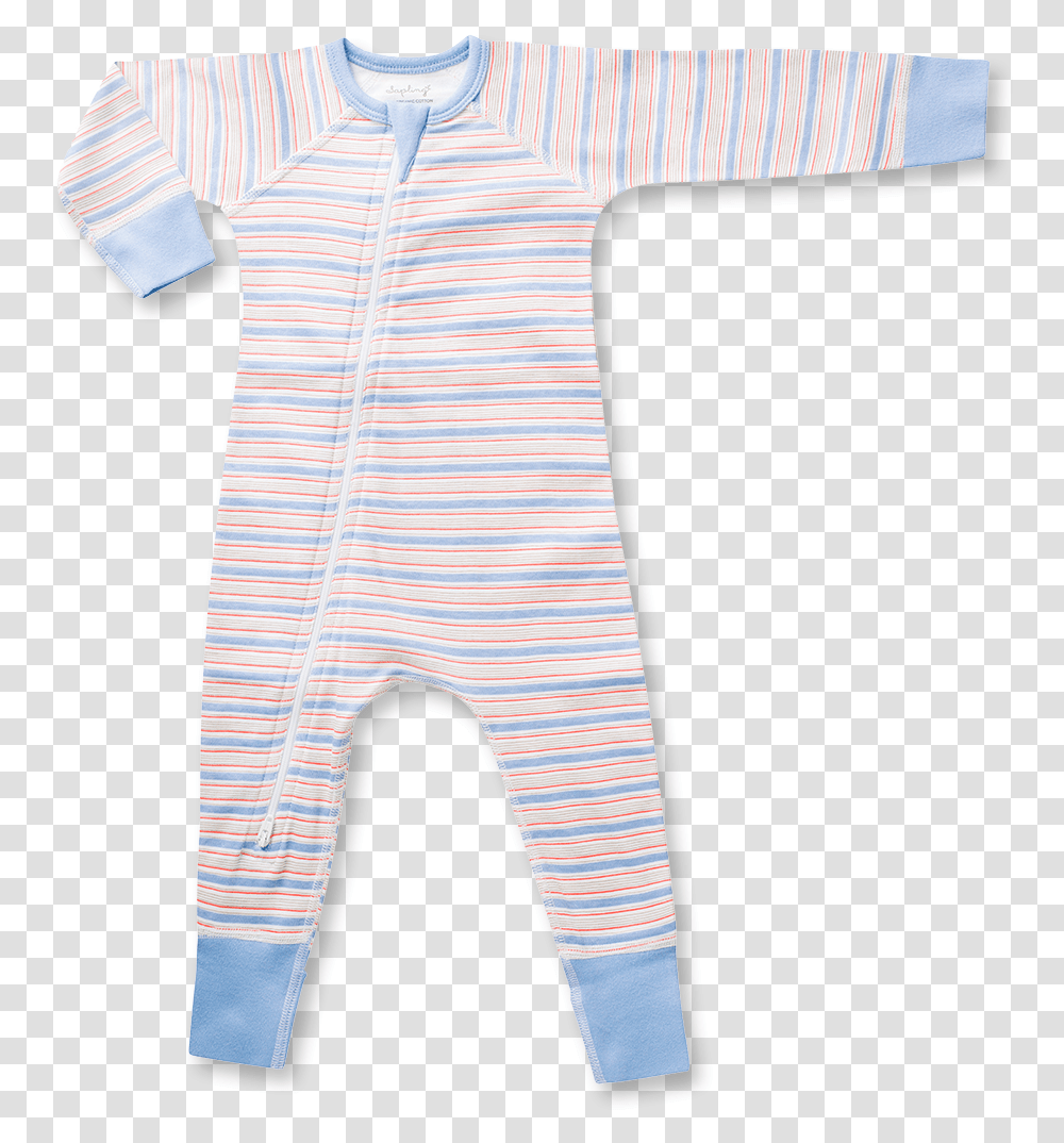 Blue Stripe Zip Romper, Apparel, Pajamas, Person Transparent Png