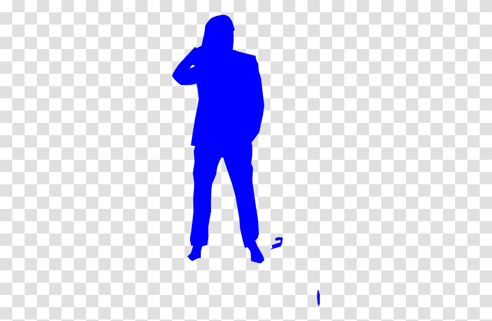 Blue Thinking Man Editted Clip Art, Standing, Person, Silhouette, Sleeve Transparent Png