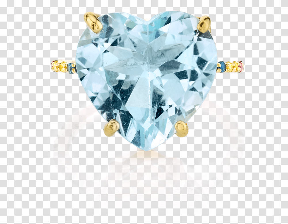 Blue Topaz And Rainbow Heart Ring Solid, Accessories, Accessory, Diamond, Gemstone Transparent Png