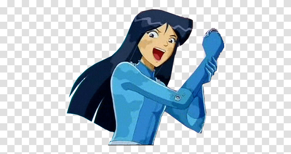 Blue Totally Spies Britney, Person, Hand, Figurine Transparent Png
