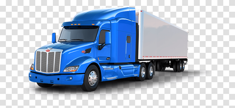 Blue Truck And Trailer Peterbilt Trucks, Vehicle, Transportation, Trailer Truck Transparent Png