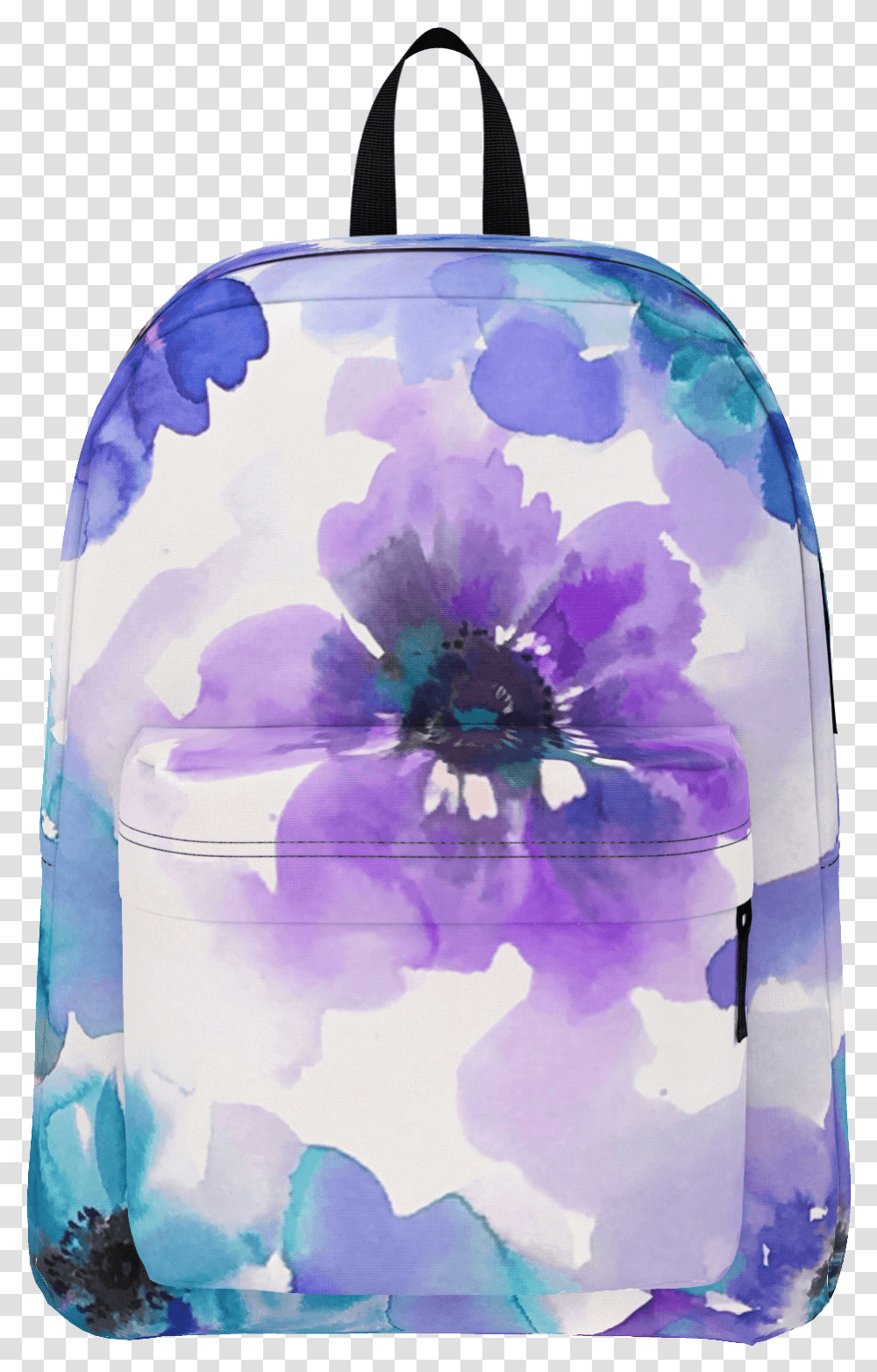 Blue & Purple Watercolor Anemones Backpack - The Tweenage Garment Bag, Clothing, Apparel, Hat, Cap Transparent Png