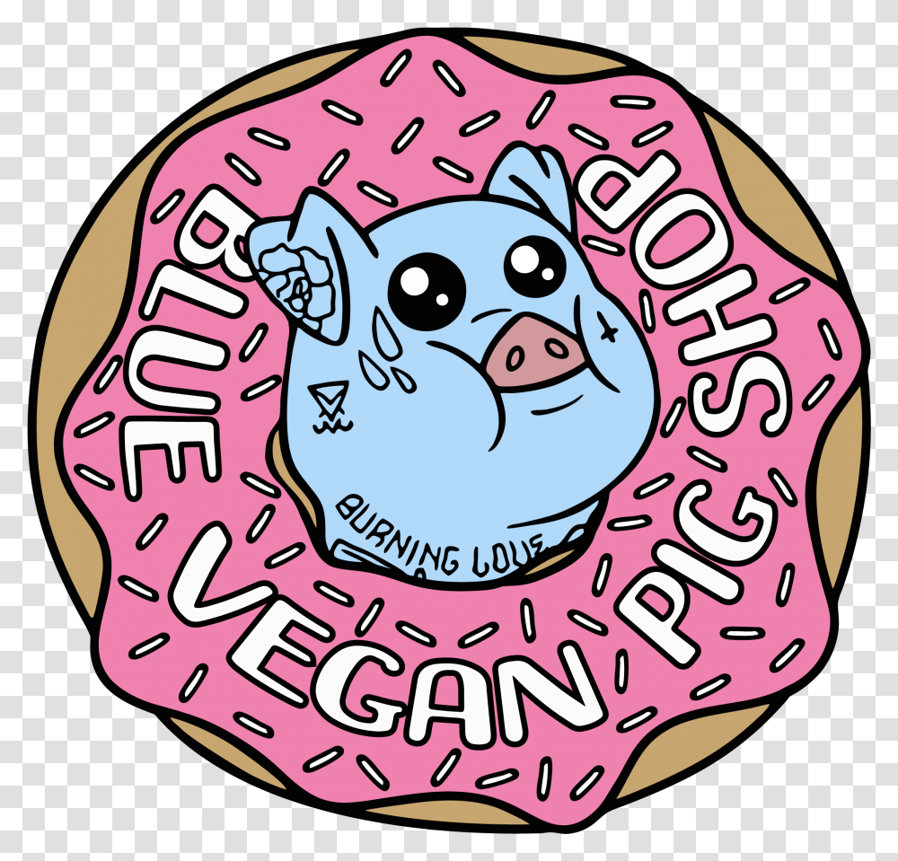 Blue Vegan Pig Shop Blue Vegan Pig, Label, Sticker, Sweets Transparent Png