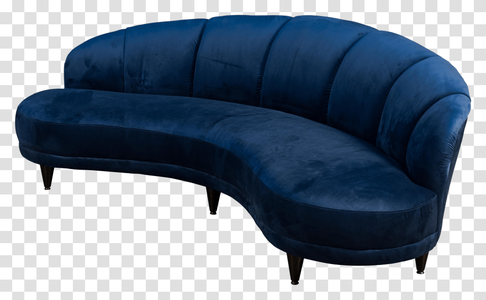 Blue Velvet Curved Sofa Transparent Png
