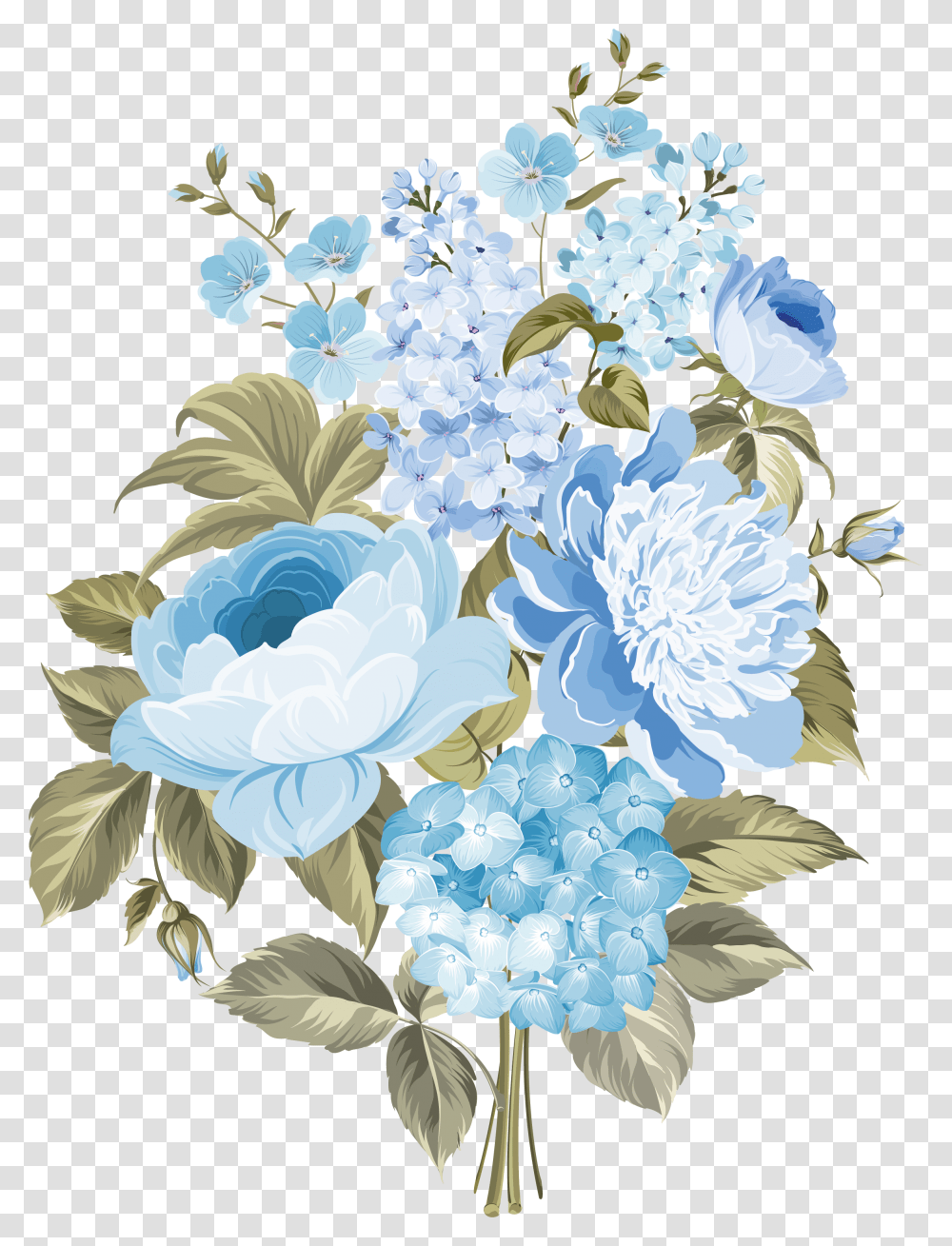 Blue Vintage Flowers, Floral Design, Pattern Transparent Png